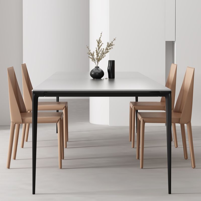 Designer Style 1/2/4/5 Pieces Dining Set Sintered Stone Dining Table with Leather Chairs Clearhalo 'Dining Room Sets' 'Dining Tables & Seating' 'dining_room_set' 'furn' 'furn_dining_room_set' 'Furniture' 'furniture_dining_room_set' 'Kitchen & Dining Furniture' 1200x1200_1cd12983-c649-47db-ac28-30afdae72ad8