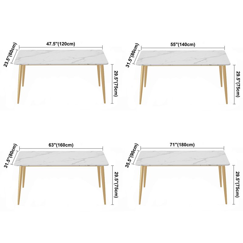 Rectangle 4 Legs Glam Dining Table White Fixed Table of Sintered Stone Clearhalo ' dining_table' 'Dining Tables & Seating' 'Dining Tables' 'furn' 'furn_dining_table' 'Furniture' 'furniture_dining_table' 'Kitchen & Dining Furniture' 'kitchen&dining_furn' 'kitchen' 'kitchen_dining_table' 1200x1200_1cd2a310-aafd-4f26-b89d-2f1ed2c1eae5