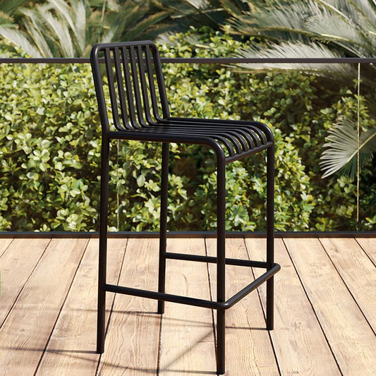 Industrial Armless Bar Stools Metal Dining Stool with Footrest