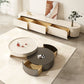 Set tavolino moderno Tavolino rotondo in legno con 2 cassetti