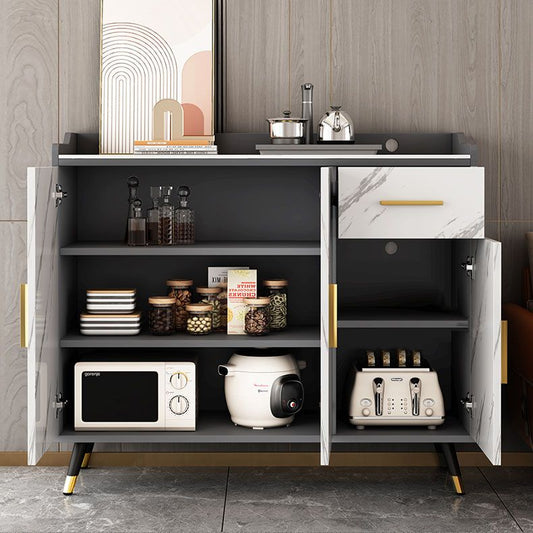 Scheda laterale in pietra di sideboa in stile moderno con cassetti e armadi