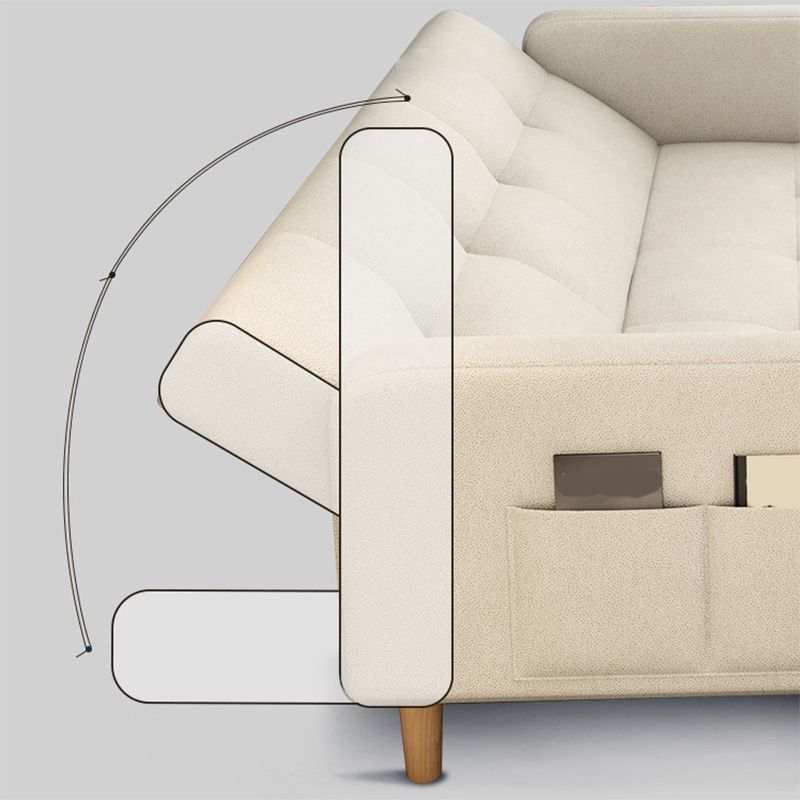 Beige Contemporary Biscuit Back Sofa 25.6"High Square Arm Sofa Clearhalo 'furn' 'furn_sofas' 'Furniture' 'furniture_sofas' 'kitchen' 'kitchen_sofas' 'Living Room Furniture' 'Sofa' 'sofas' 1200x1200_1cd8203a-192a-451c-853d-ac6a5979c640