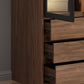 Brown Storage Cabinet with Glass Doors Contemporary Cabinet with Drawers