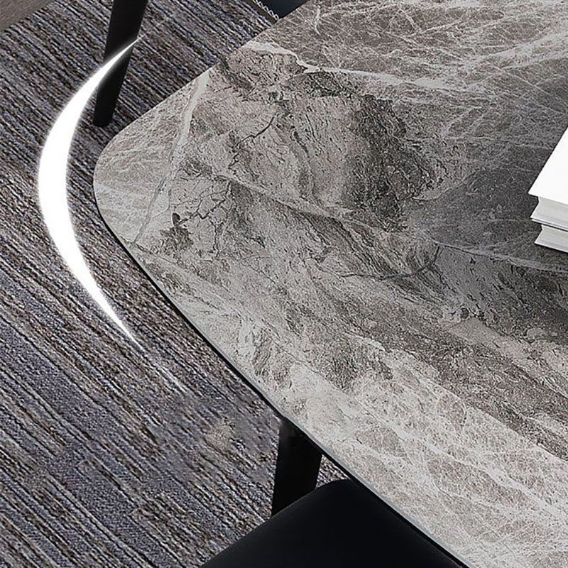 Stone Rectangle Industrial Table Standard Height Dining Room Table with 4 Legs Clearhalo 'Dining Tables & Seating' 'Dining Tables' 'dining_table' 'furn' 'furn_dining_table' 'Furniture' 'Kitchen & Dining Furniture' 1200x1200_1cd9c91b-476c-4ea3-beaf-d9a794224044