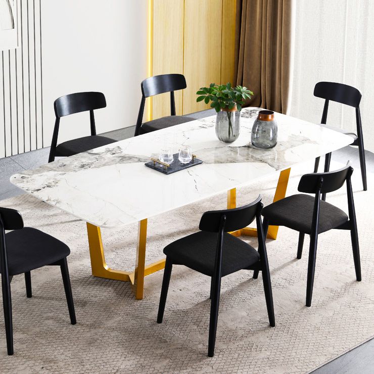 Rectangle Traditional Luxury Dining Table White Sintered Stone Table with Gold Trestle Base Clearhalo ' dining_table' 'Dining Tables & Seating' 'Dining Tables' 'furn' 'furn_dining_table' 'Furniture' 'furniture_dining_table' 'Kitchen & Dining Furniture' 'kitchen&dining_furn' 'kitchen' 'kitchen_dining_table' 1200x1200_1cda08d0-1663-46cd-8d86-b0021a69754c