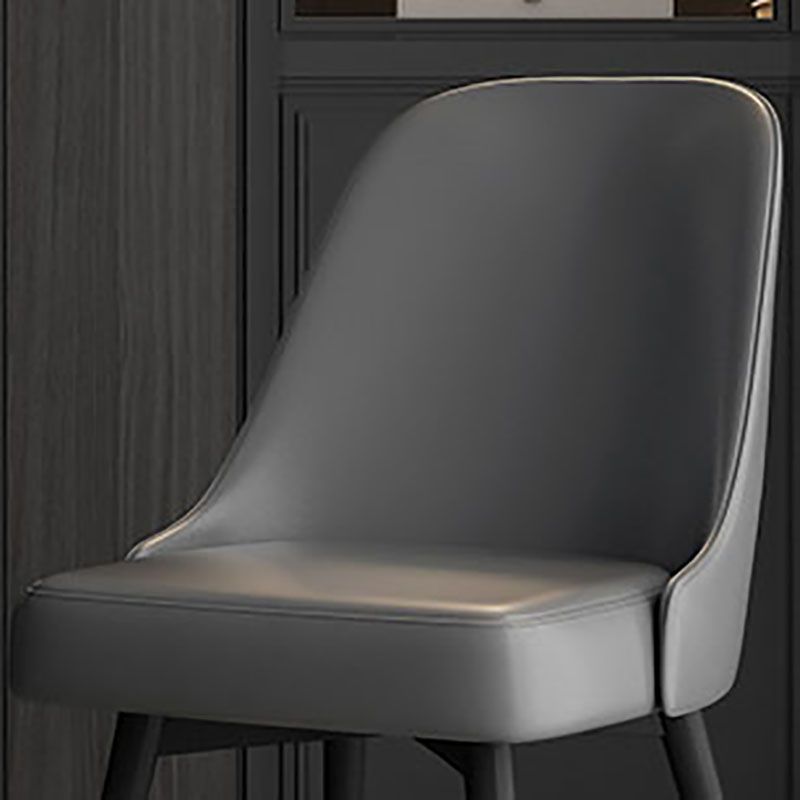 Nordic Style Solid Back Armless Dining Chairs Faux Leather Dining Chairs Clearhalo ' kitchen&dining_furn' 'Dining Chairs' 'Dining Tables & Seating' 'dining_chair' 'furn' 'furn_dining_chair' 'Furniture' 'furniture_dining_chair' 'Kitchen & Dining Furniture' 'kitchen' 1200x1200_1cdcc822-fb61-49f0-9d6c-2969692ce8dc