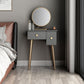 Vanity di trucco in legno/metallo glam con cassetto in grigio per camera da letto