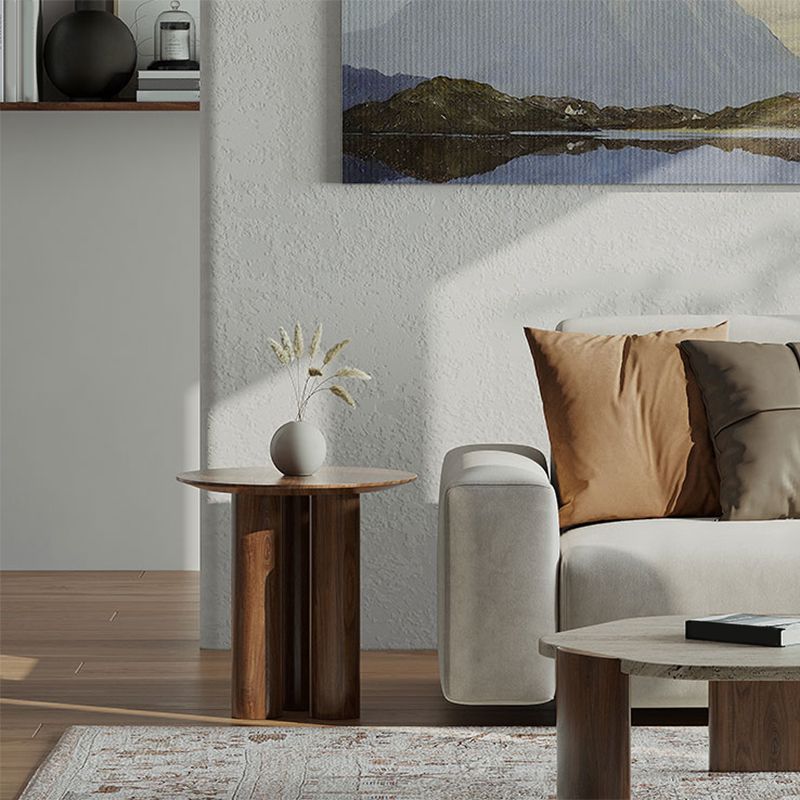 Rustic Side End Snack Table Brown Living Room Round 3 Legs Corner Table