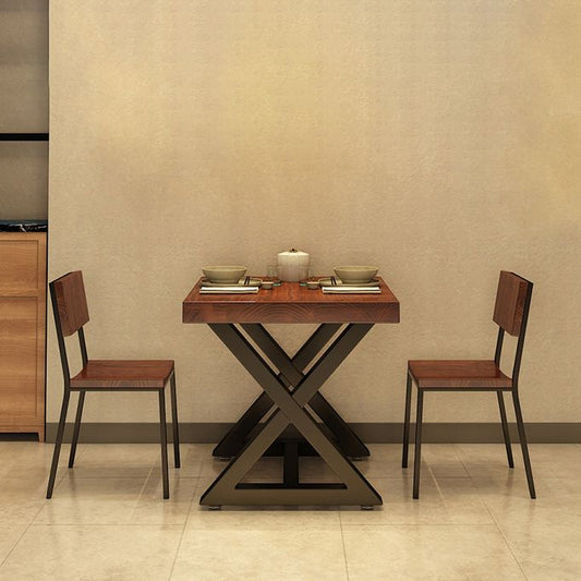 Square Wooden Dining Table Industrial Brown Top Table with Black Frame Clearhalo 'Dining Tables & Seating' 'Dining Tables' 'dining_table' 'furn' 'furn_dining_table' 'Furniture' 'Kitchen & Dining Furniture' 1200x1200_1cdd8859-55d4-47ef-bdee-5a6a059d5c3b