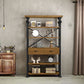 Open Back Standard Bookcase Industrial Wooden Bookshelf with Drawers