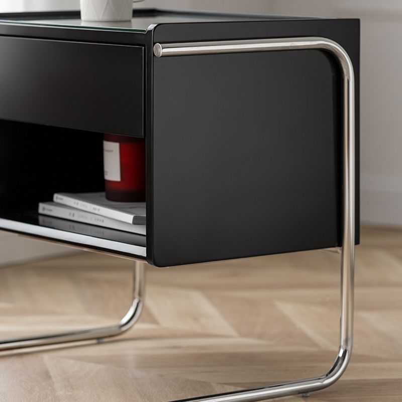 1 Drawer Glass Top Night Table Modern Mirrored Nightstand with Legs .19.7" Tall Clearhalo 'Bedroom Furniture' 'furn' 'furn_night_stand' 'Furniture' 'night_stand' 'Nightstands' 1200x1200_1cdee5c0-c732-4df8-bda5-6148a294afbb