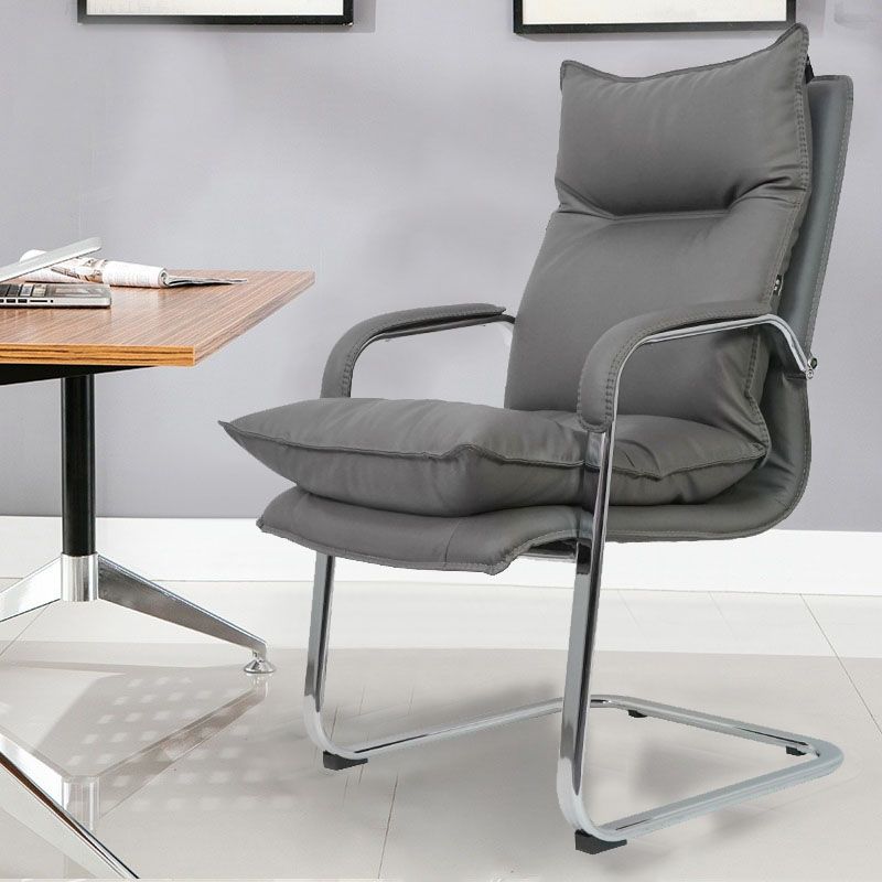 Sedia da manager con schienale alto grigio Sedia direzionale moderna con braccioli imbottiti