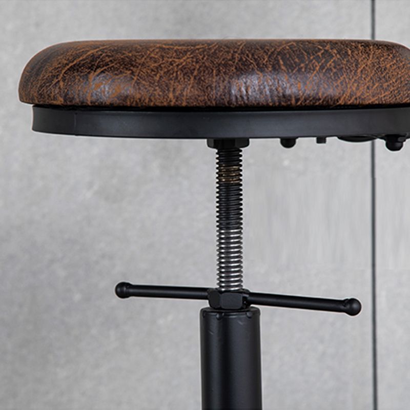 Industrial Adjustable Height Swivel Bar Stool Black Footrest Home Stool Clearhalo 'Bar Furniture' 'Bar Stools' 'bar_stools' 'furn' 'furn_bar_stools' 'Furniture' 'furniture_bar_stools' 'Kitchen & Dining Furniture' 1200x1200_1cdf76e1-986f-451e-adc4-c1705a4980ef
