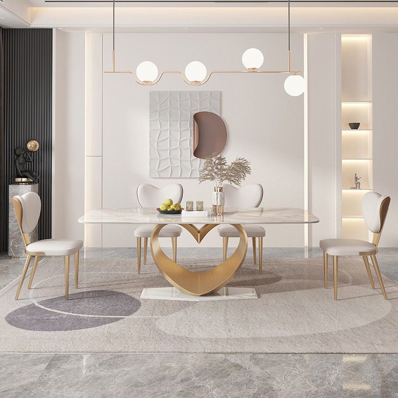 Luxurious Sintered Stone Dining Set Rectangle 1/4/5/7 Pieces Dinette Table Set Clearhalo 'Dining Room Sets' 'Dining Tables & Seating' 'dining_room_set' 'furn' 'furn_dining_room_set' 'Furniture' 'Kitchen & Dining Furniture' 1200x1200_1ce01d07-5eb3-4b7e-94c3-4d4cbd3f051e