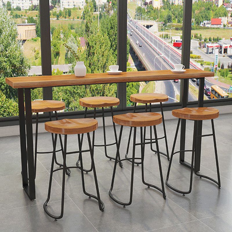Modern Bar Height Table Solid Wood Top Bistro Pub Table with Sled Base Clearhalo 'Bar Furniture' 'Bar Tables' 'bar_tables' 'furn' 'furn_bar_tables' 'Furniture' 'Kitchen & Dining Furniture' 1200x1200_1ce0d289-3295-42e5-a53b-61f3ecf3bb9b