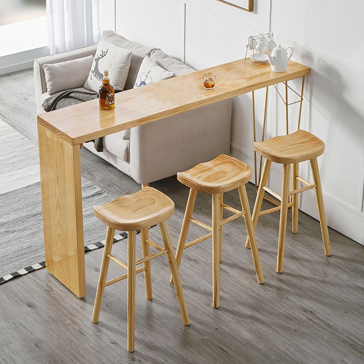 Natural Wood Counter Table with Rectangle Table Top Double Pedestal Table - 41.3" H Clearhalo 'Bar Furniture' 'Bar Tables' 'bar_tables' 'furn' 'furn_bar_tables' 'Furniture' 'furniture_bar_tables' 'Kitchen & Dining Furniture' 1200x1200_1ce19293-f264-4824-bcf1-7882d0e2e264