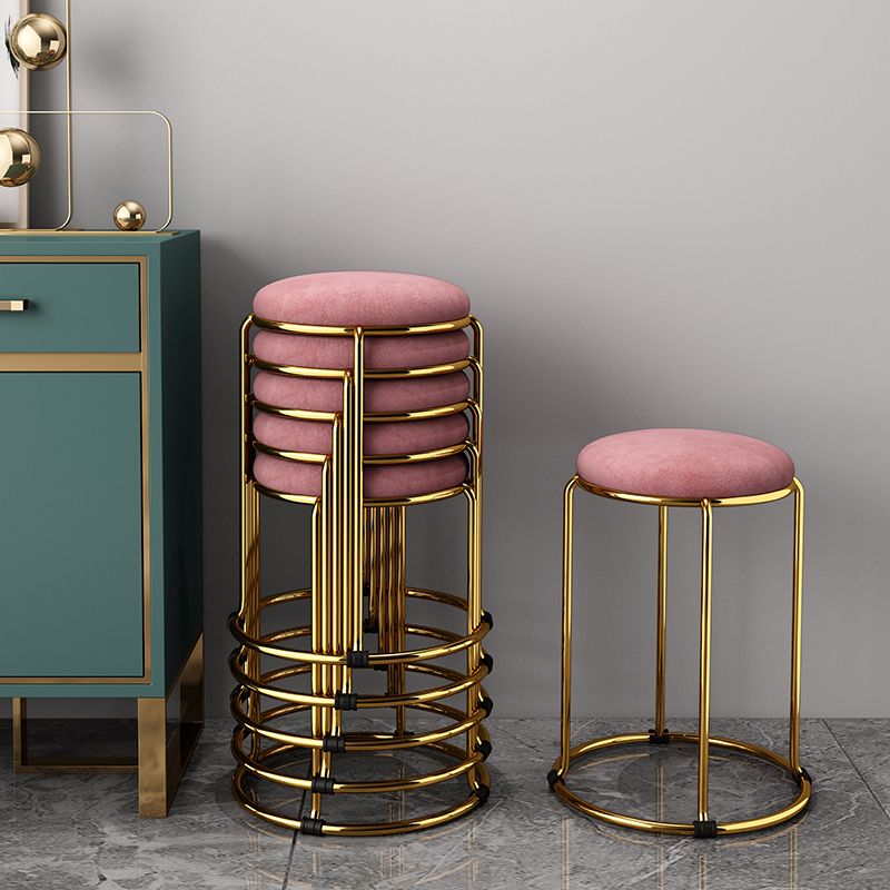 Velvet Upholstered Ottoman Solid Color Round Contemporary Metal Frame Ottoman Clearhalo 'furn' 'furn_ottomans_poufs' 'Furniture' 'Living Room Furniture' 'Ottomans & Poufs' 'ottomans_poufs' 1200x1200_1ce5a735-8b8a-4768-bfd4-67febdd91bf4