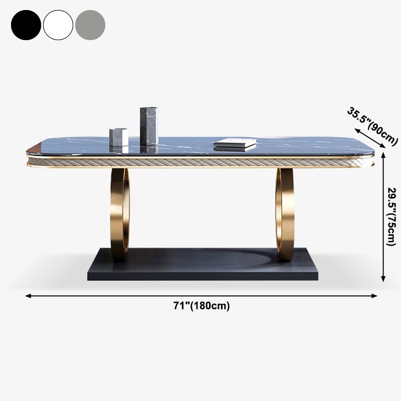 Luxury Sintered Stone Dining Table Rectangle Table with Gold Metal Pedestal Clearhalo ' dining_table' 'Dining Tables & Seating' 'Dining Tables' 'furn' 'furn_dining_table' 'Furniture' 'furniture_dining_table' 'Kitchen & Dining Furniture' 'kitchen&dining_furn' 'kitchen' 'kitchen_dining_table' 1200x1200_1ce7a0e3-42ef-48b3-a0ae-28bde131d6ac