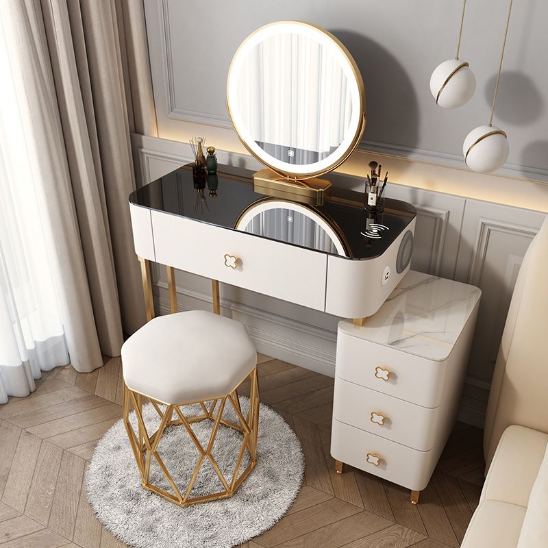 15 "幅のグラムバニティテーブルガラスブラックメイクアップバニティドロワー