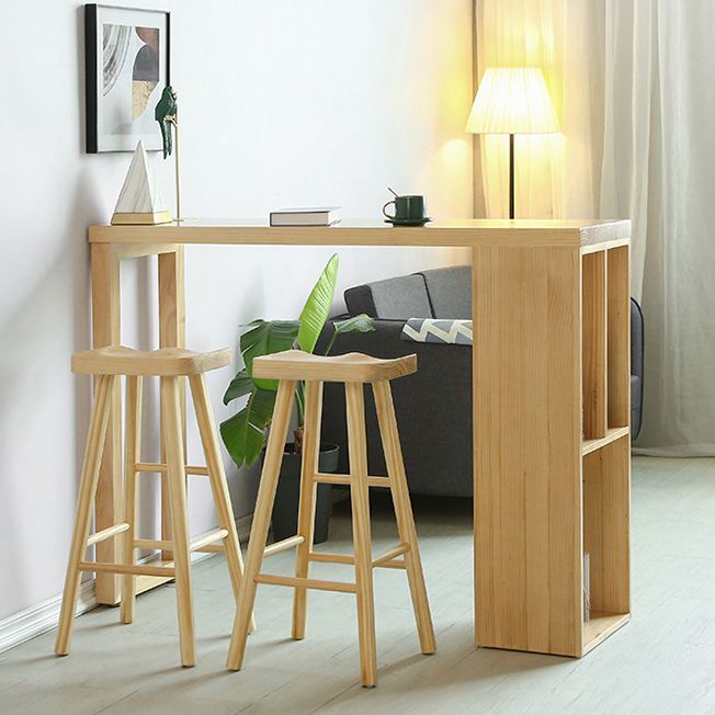 Double Pedestal Bar Table Set 2/3 Pcs Solid Wood Bar Table and Backless Stools Clearhalo 'Bar Furniture' 'furn' 'furn_home_bar_bar_sets' 'Furniture' 'Home Bars & Bar Sets' 'home_bar_bar_sets' 'Kitchen & Dining Furniture' 1200x1200_1ce9d862-873c-40a8-b712-15d3f78f9b0f