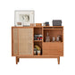 Modern Doors Sideboard Light Brown Pine Solid Wood Buffet Table with 2-Drawer