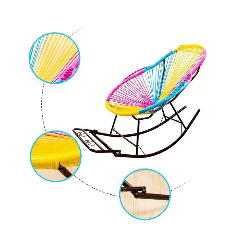 Chaise à bascule contemporaine Rootan Metal Frame Wing Chaise arrière Back Rocking Chair