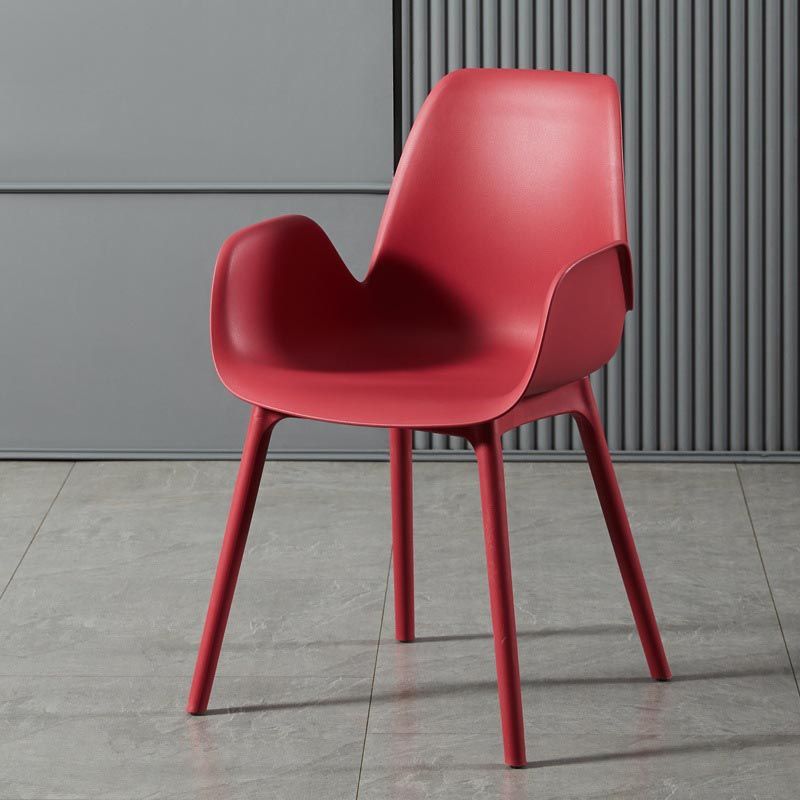 Modern Plastic Chair Parsons Chair with 4 Legs in Matte Finish for Home
