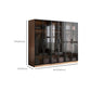 Modern Freestanding Wardrobe Armoire Tempered Glass Doors Wardrobe with Shelves