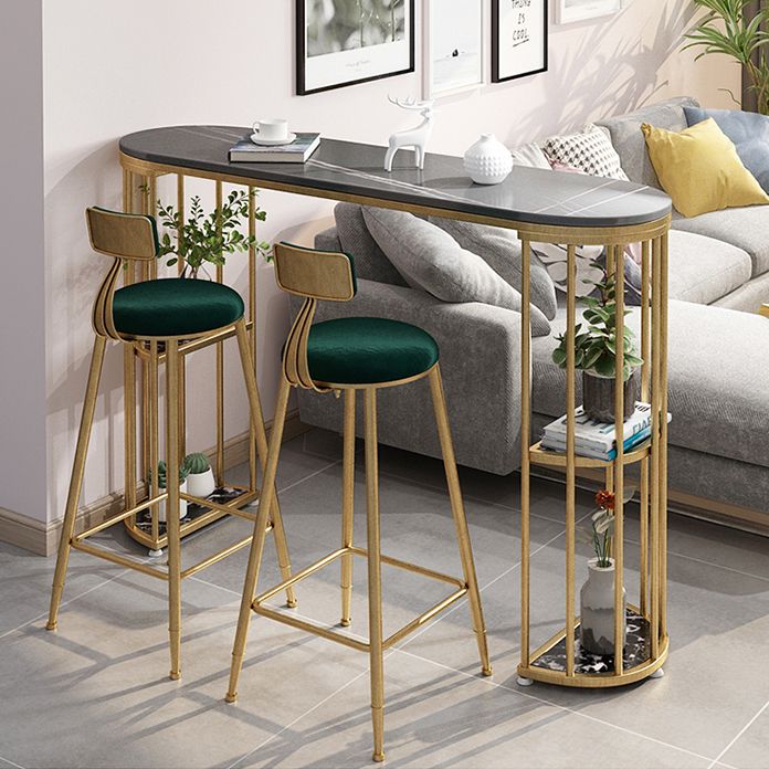 Tavolo da bar ovale in pietra sinterizzato tavolo da bistrot lussuoso con doppio piedistallo