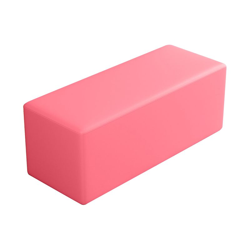 Contemporary Pouf Ottoman Faux Leather Upholstered Solid Color Square Ottoman