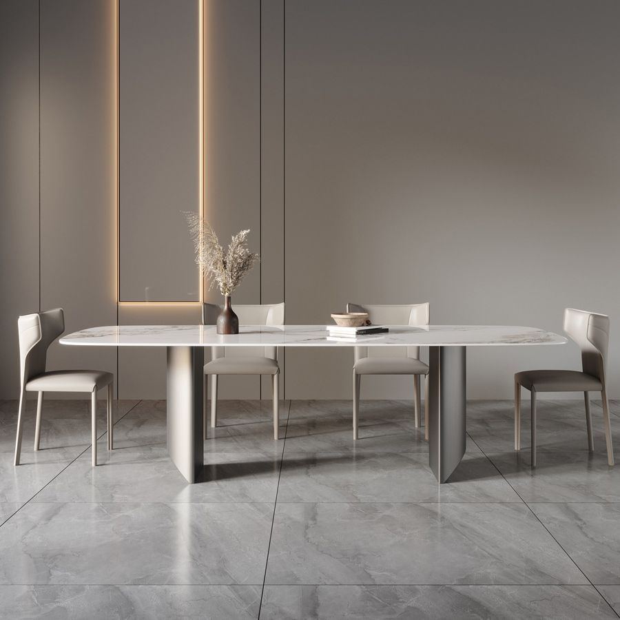 Sintered Stone Top Dining Table Rectangle Table with Metal Double Pedestal Clearhalo ' dining_table' 'Dining Tables & Seating' 'Dining Tables' 'furn' 'furn_dining_table' 'Furniture' 'furniture_dining_table' 'Kitchen & Dining Furniture' 'kitchen&dining_furn' 'kitchen' 'kitchen_dining_table' 1200x1200_1cef8778-6c2b-48db-947b-8fded8642e6d