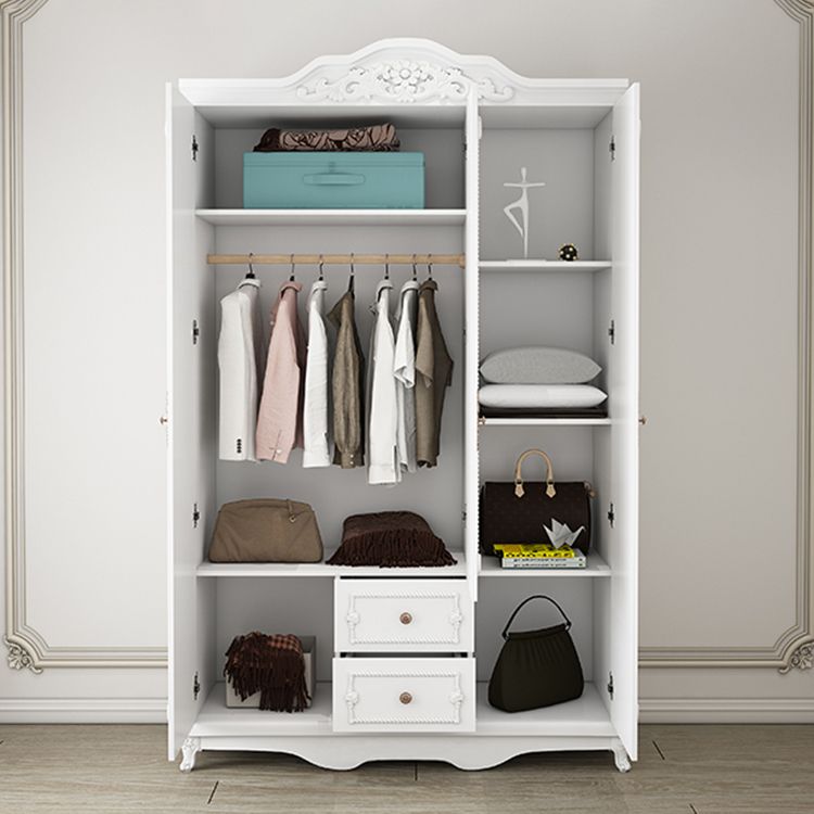 French Country White Wardrobe for Bedroom Manufactured Wood Cabinet with Drawers Clearhalo 'Armoires & Wardrobes' 'armoires_wardrobes' 'Bedroom Furniture' 'furn' 'furn_armoires_wardrobes' 'Furniture' 1200x1200_1cf0fdb6-4efe-4f11-a4ad-afab79839414