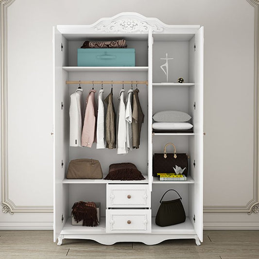 French Country White Wardrobe for Bedroom Manufactured Wood Cabinet with Drawers Clearhalo 'Armoires & Wardrobes' 'armoires_wardrobes' 'Bedroom Furniture' 'furn' 'furn_armoires_wardrobes' 'Furniture' 1200x1200_1cf0fdb6-4efe-4f11-a4ad-afab79839414