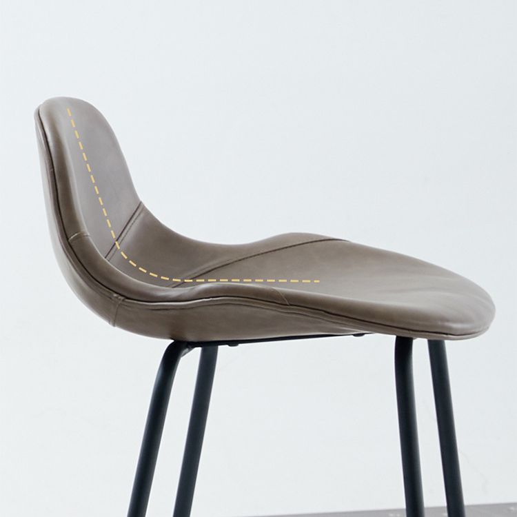 Taburete de bar sin brazos de cuero, taburete moderno con respaldo para comedor