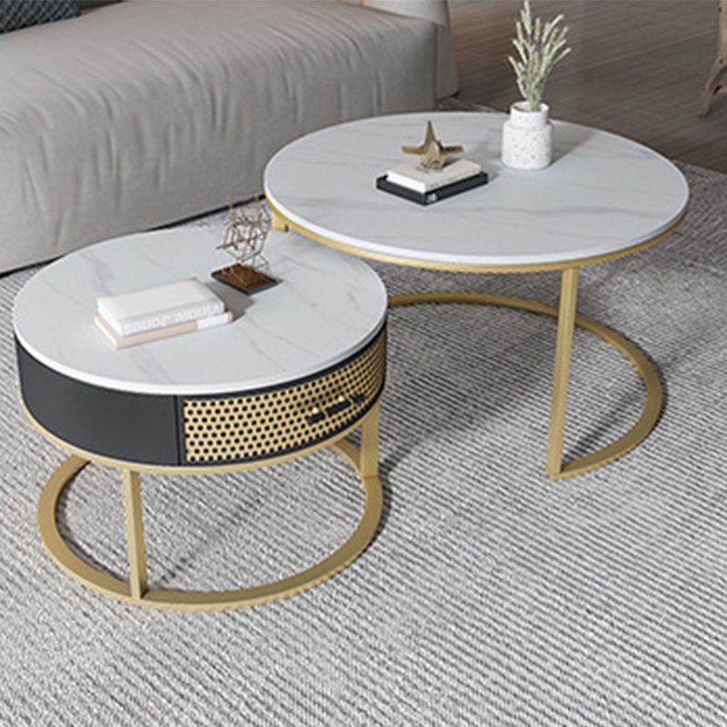 Frame Base Design Marble Metal Iron Black Base Round Coffee Table Clearhalo 'Coffee & Accent Tables' 'Coffee Tables' 'coffee_tables' 'furn' 'furn_coffee_tables' 'Furniture' 'Living Room Furniture' 1200x1200_1cf1fe62-388d-4024-b35f-9b3fd96d46f0
