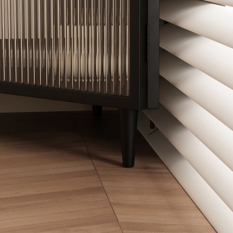 Modern 23.6"W√ó31.5"H Dining Server Antique Finish Steel Sideboard Table with Glass Door Clearhalo 'buffet_sideboard' 'Buffets & Sideboards' 'furn' 'furn_buffet_sideboard' 'Furniture' 'Kitchen & Dining Furniture' 1200x1200_1cf36435-6c8a-445c-8fa7-027e3ea948ce