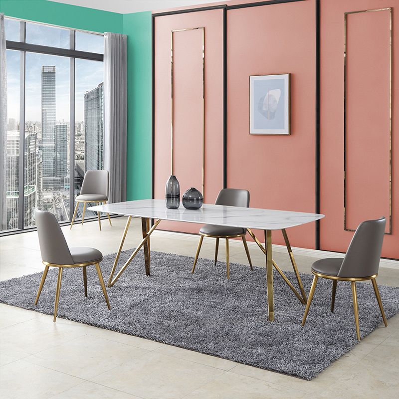 Glam Home Side Chair Metal Legs Upholstered Armless Dining Chair