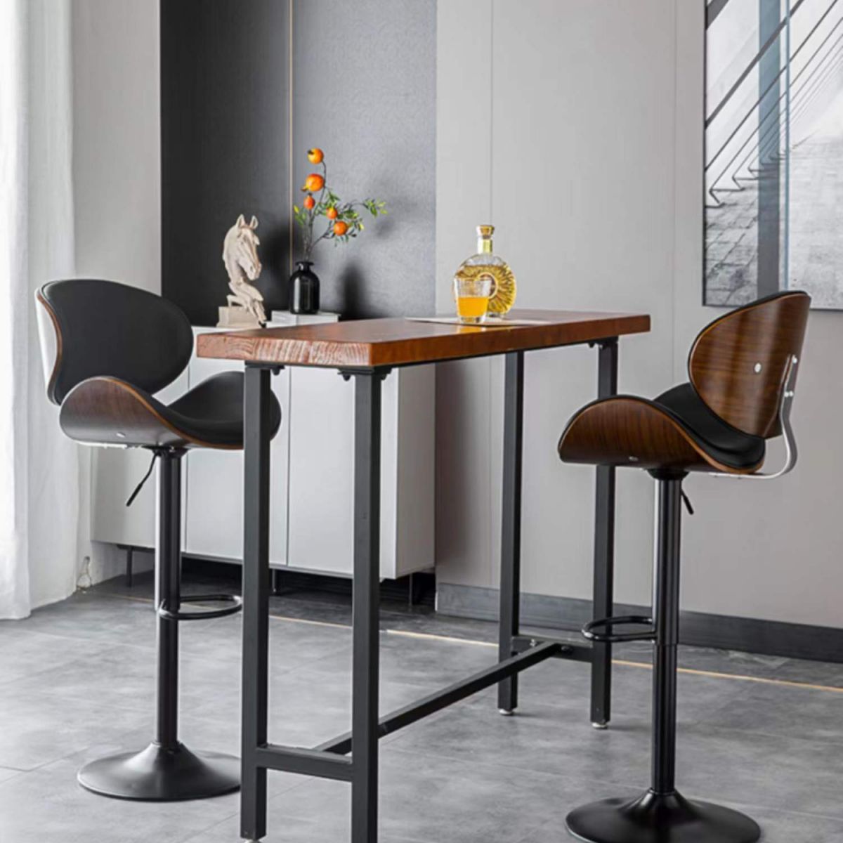 Contemporary Style Bar-stool Adjustable Leather Counter Bar Stool with Metal Legs Clearhalo 'Bar Furniture' 'Bar Stools' 'bar_stools' 'furn' 'furn_bar_stools' 'Furniture' 'furniture_bar_stools' 'Kitchen & Dining Furniture' 1200x1200_1cf539f7-a327-4a8c-b961-d8690b1594d4