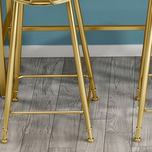 Upholstered Dining Stool Glam Low Back Bar Stool with Gold Metal Base