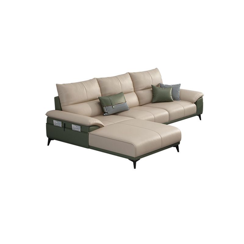 Genuine Leather High Back Pillow Top Arm Sofa and Sectional with Storage Clearhalo 'furn' 'furn_sectionals' 'Furniture' 'furniture_sectionals' 'kitchen' 'kitchen_sectionals' 'Living Room Furniture' 'Sectionals' 1200x1200_1cf8a349-1b07-48c9-a300-928c06d9e0da
