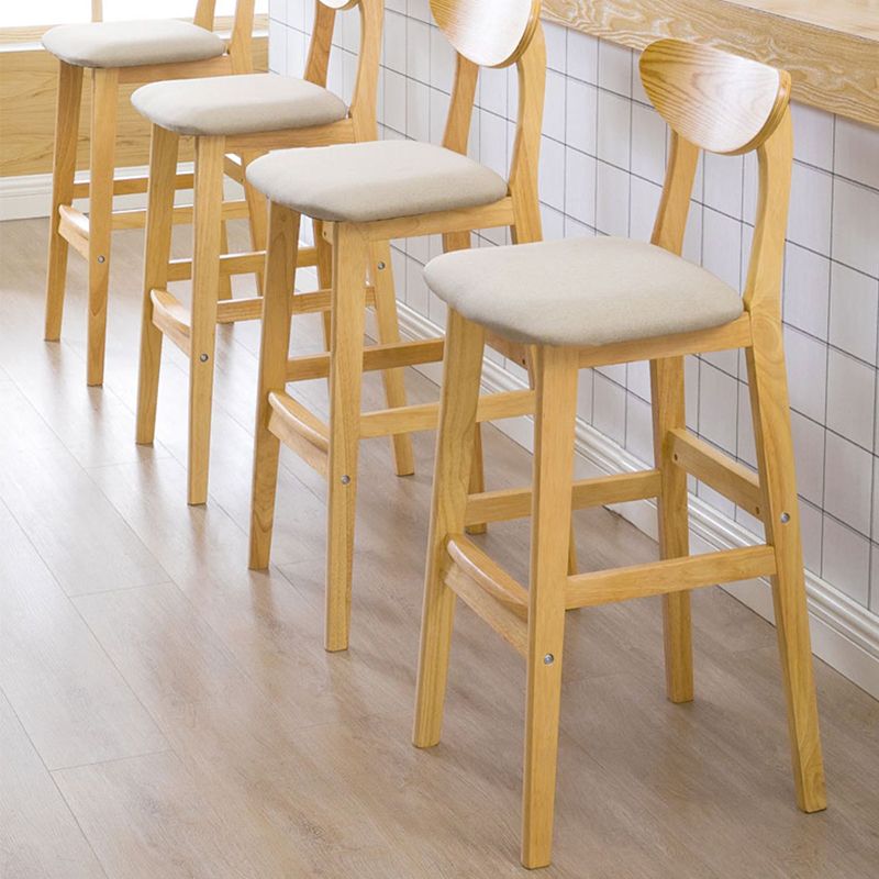 Sgabello da bar in legno di gomma in legno di gomma posteriore con base in legno