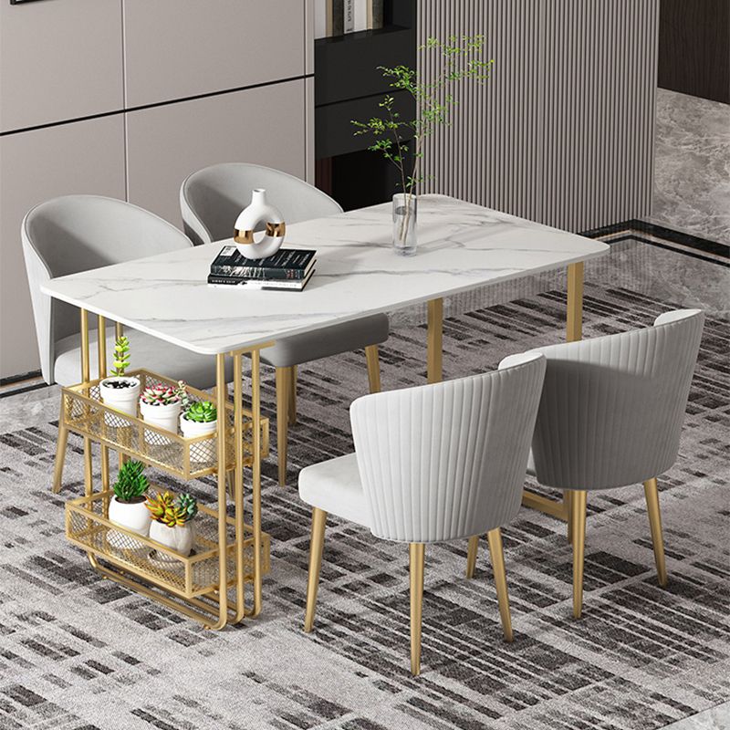 Traditional Luxury Dining Table Metal Double Gold Pedestal Table with Storage Clearhalo 'Dining Tables & Seating' 'Dining Tables' 'dining_table' 'furn' 'furn_dining_table' 'Furniture' 'furniture_dining_table' 'Kitchen & Dining Furniture' 1200x1200_1d016939-0071-4faf-94e0-ab6760177888