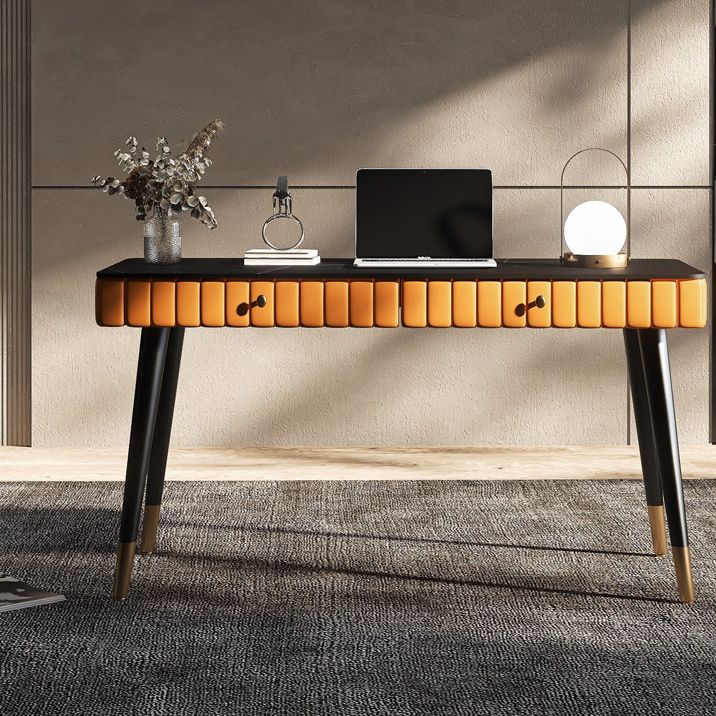 Contemporary Office Desk Antique Finish Computer Desk with 2 Storage Drawers Clearhalo 'furn' 'furn_office_desk' 'Furniture' 'Office Desks' 'Office Furniture' 'office_desk' 1200x1200_1d035503-530a-4840-8e29-e1b7a749fd22