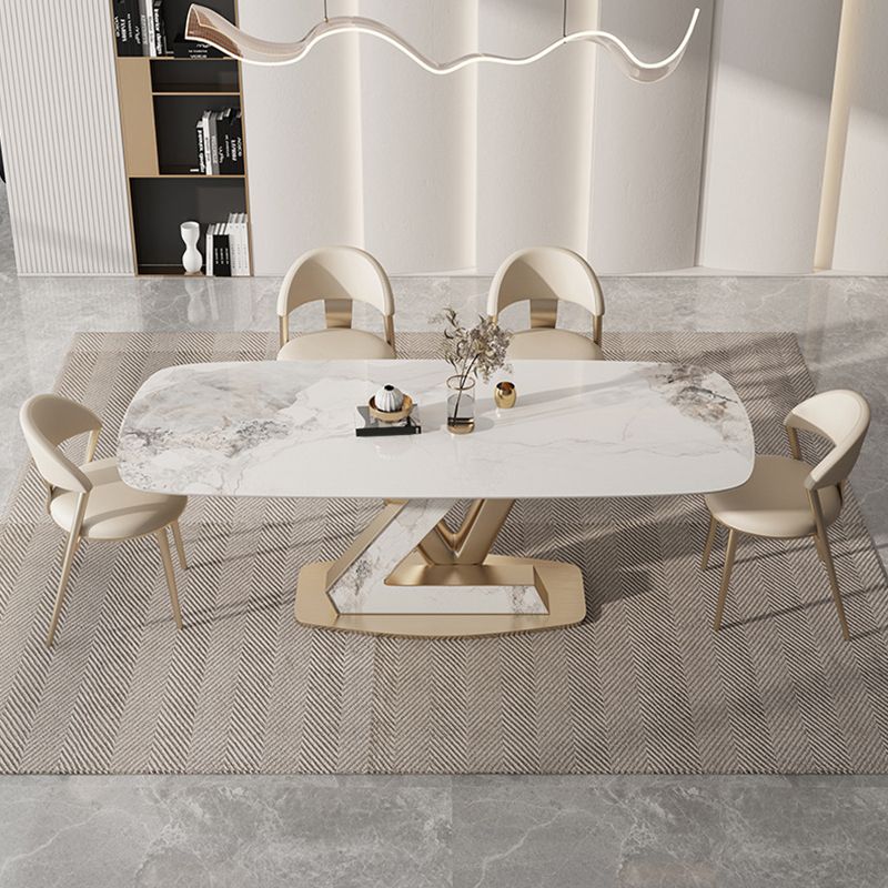 Juego de comedor con tapa de piedra sinterizada nórdica, juego de mesa de comedor Rectangular de 1/4/5/7/9 piezas