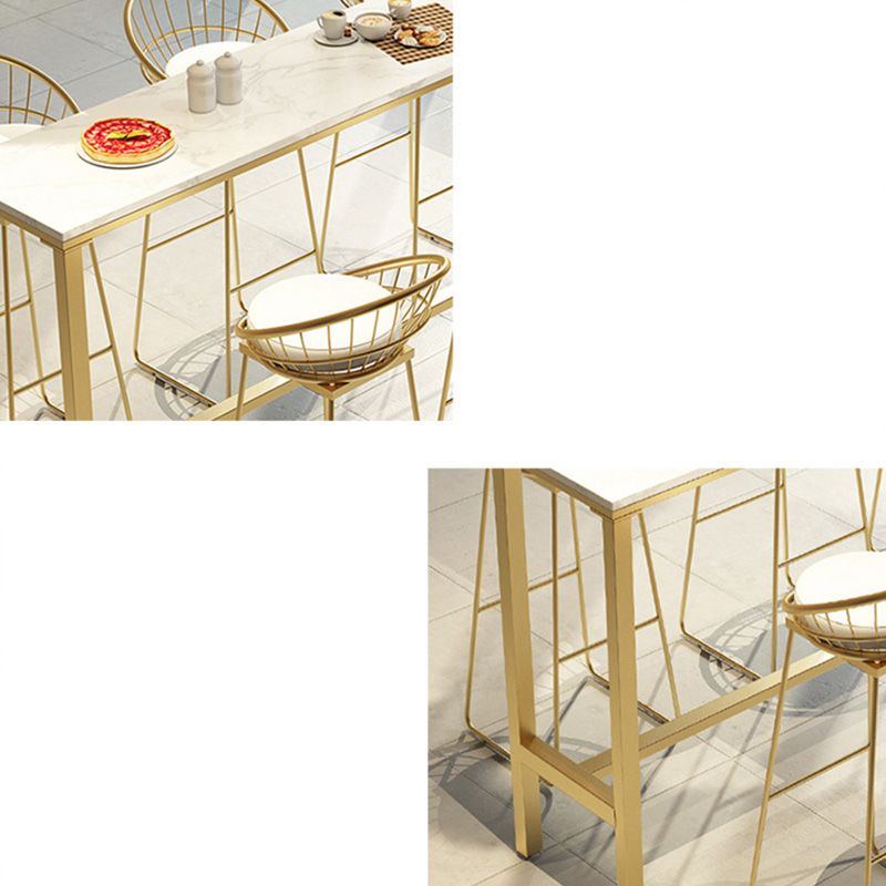 Modern Bar-height Table with White Faux Marble Top 41.3-inch Height Table for Patio Use Clearhalo 'Bar Furniture' 'Bar Tables' 'bar_tables' 'furn' 'furn_bar_tables' 'Furniture' 'Kitchen & Dining Furniture' 1200x1200_1d05bb64-e483-4c64-b56a-47557c323ad7