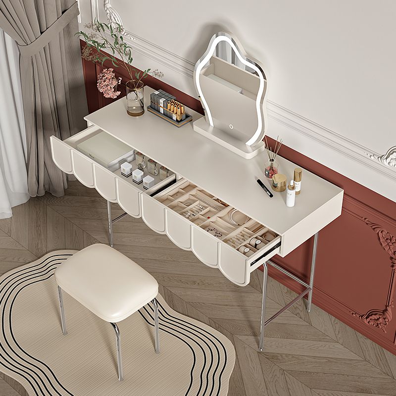 2 Drawers Stainless Steel Makeup Table Desk Vanity for Women - 29.5" H