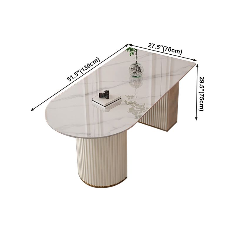 Sintered Stone White Table for Restaurant Modern Dining Table with Double Pedestal Base Clearhalo ' dining_table' 'Dining Tables & Seating' 'Dining Tables' 'furn' 'furn_dining_table' 'Furniture' 'furniture_dining_table' 'Kitchen & Dining Furniture' 'kitchen&dining_furn' 'kitchen' 'kitchen_dining_table' 1200x1200_1d0c38d6-509b-444a-8818-88db1d91ded3