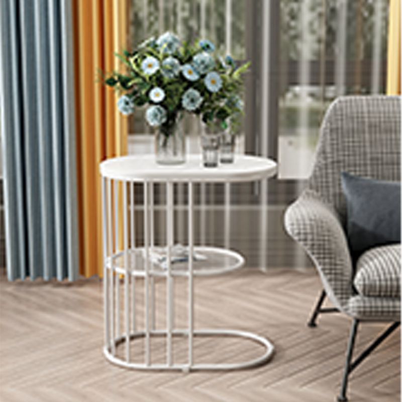 Minimalist Oval Corner Table Slate C Side Table for Living Room