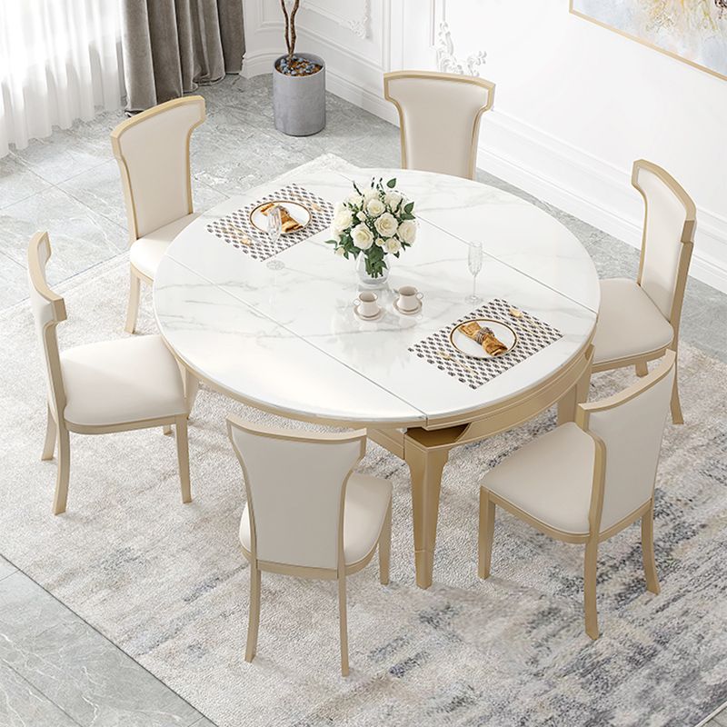 現代の1/2/5/7ピース家具丸い石のダイニングセットホワイト
