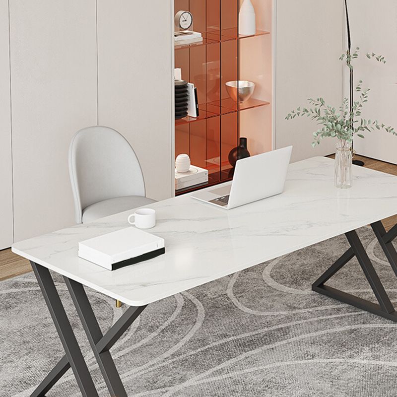 Industrial Style Office Desk Rectangular Shaped Task Desk in White for Office Clearhalo 'furn' 'furn_office_desk' 'Furniture' 'Office Desks' 'Office Furniture' 'office_desk' 1200x1200_1d0e4bb1-dcdb-4ab1-b7fb-d47d690c0936